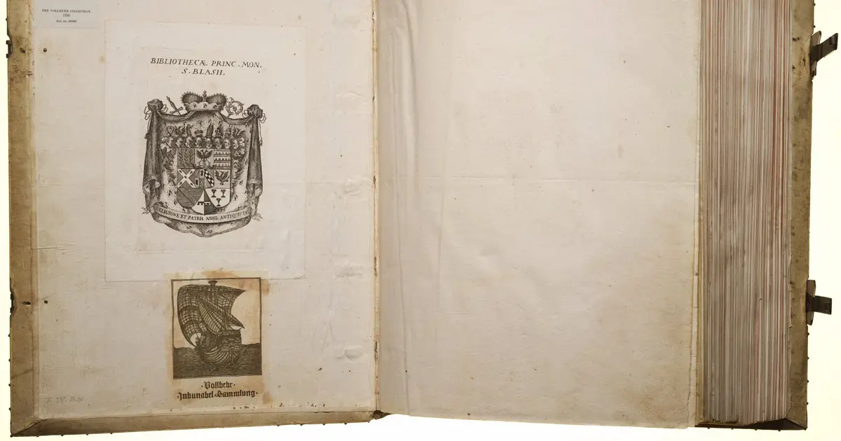 An antique engraving illustrating this article: Gutenberg Bible.