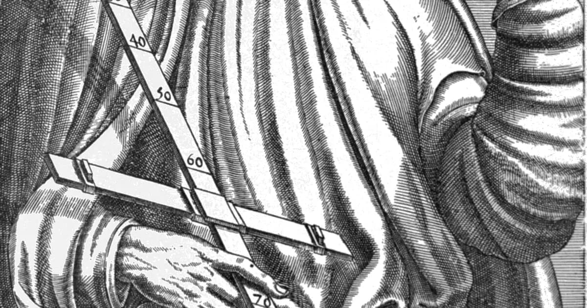 Chân dung khắc của Claudius Ptolemy, nhà thiên văn học Hy Lạp ở Alexandria thế kỷ 2, tay cầm dụng cụ đo thiên văn.
