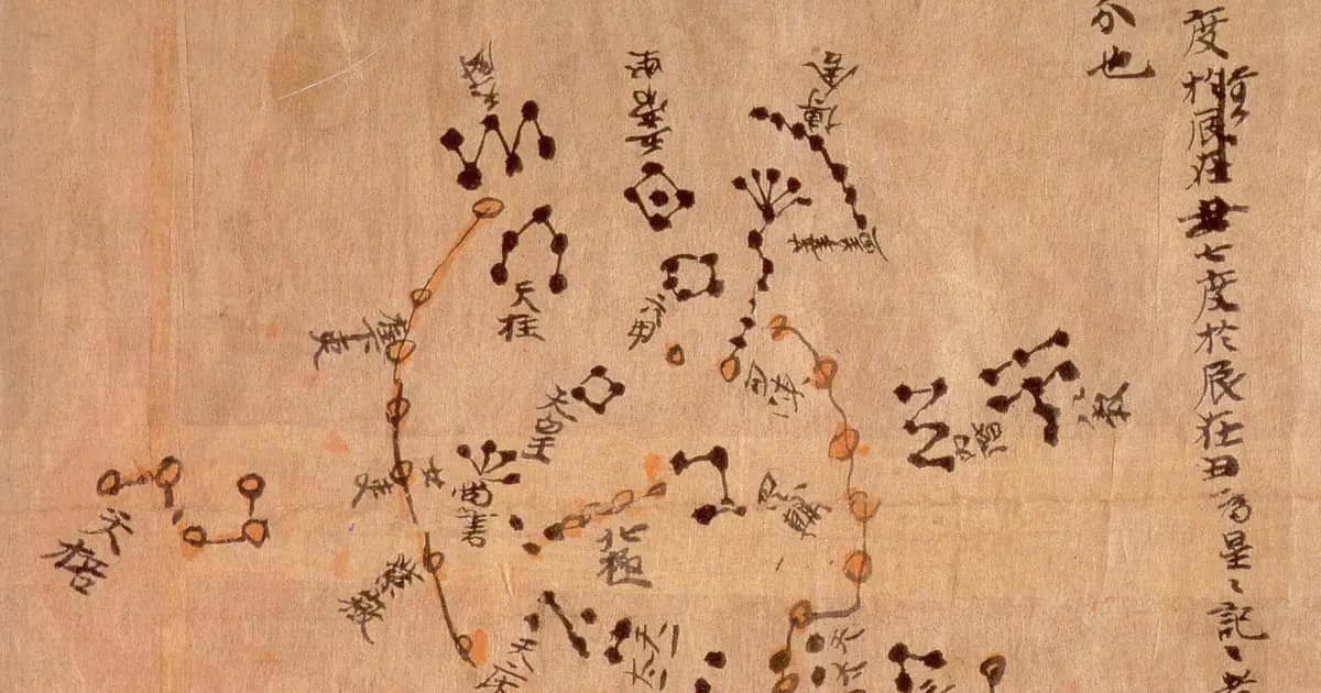 The Dunhuang star chart, a hand-drawn scroll marking constellations as Chinese astronomers mapped them.